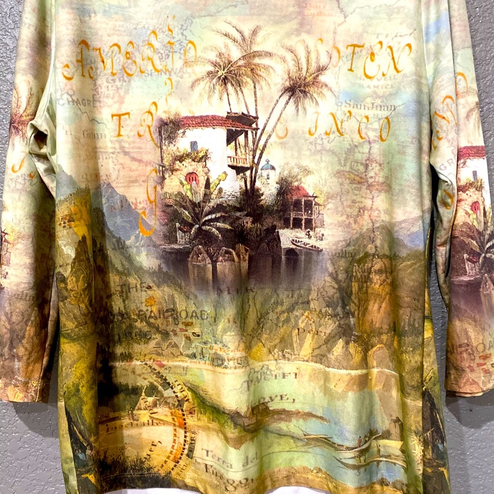 Women’s stretch 3/4 sleeve picturesque top size XL - Picture 2 of 4